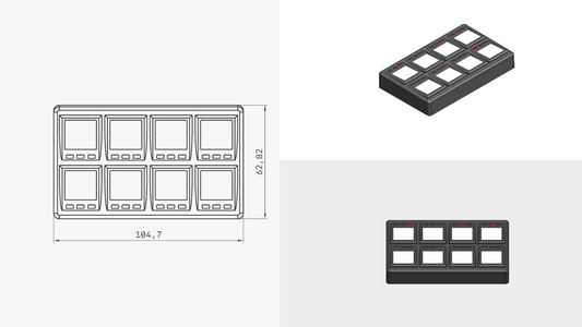 MoTeC 8 Button Keypad Mockup Panel